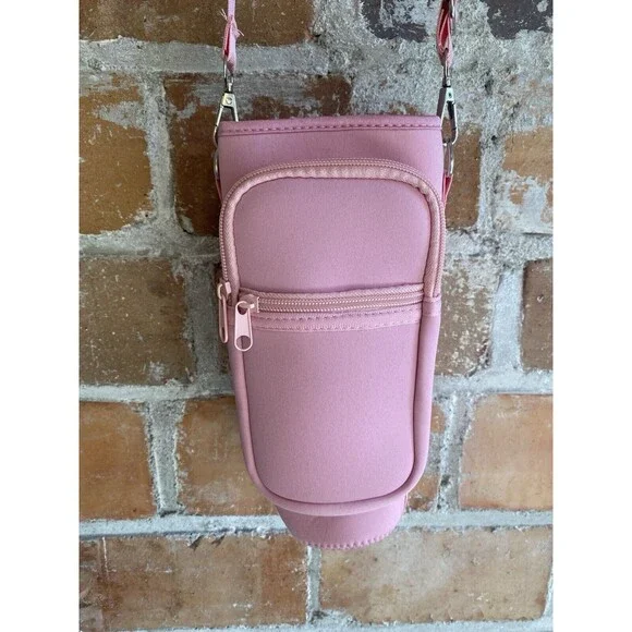 Pink Crossbody Stanley Cup Tumbler Water Bottle Travel Carrier Holder - Picture 5 of 9